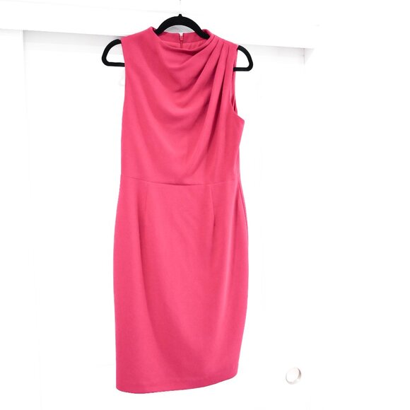 Black Halo Size 8 Pink Fuchsia Corrine Draped Cowl Neck Sheath Dress - Picture 2 of 9